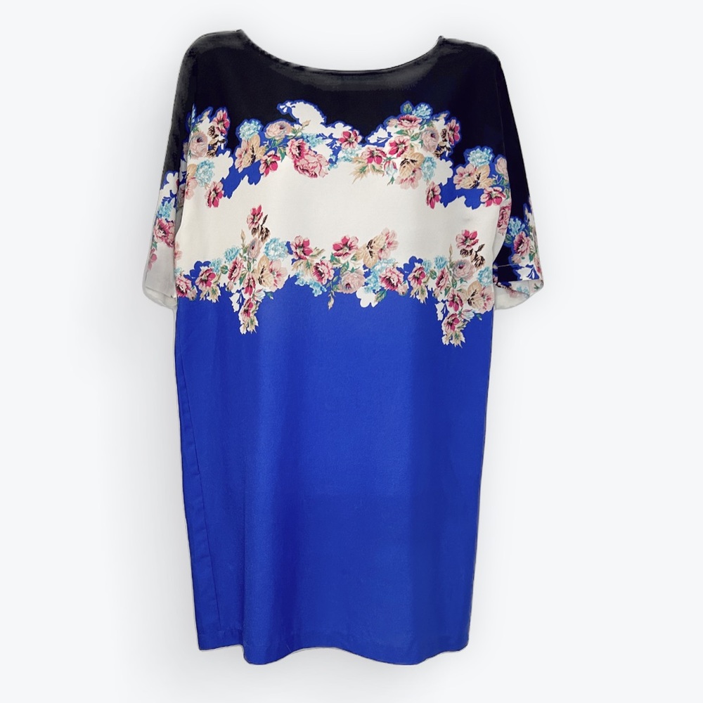 Colorblock Floral Shift Dress